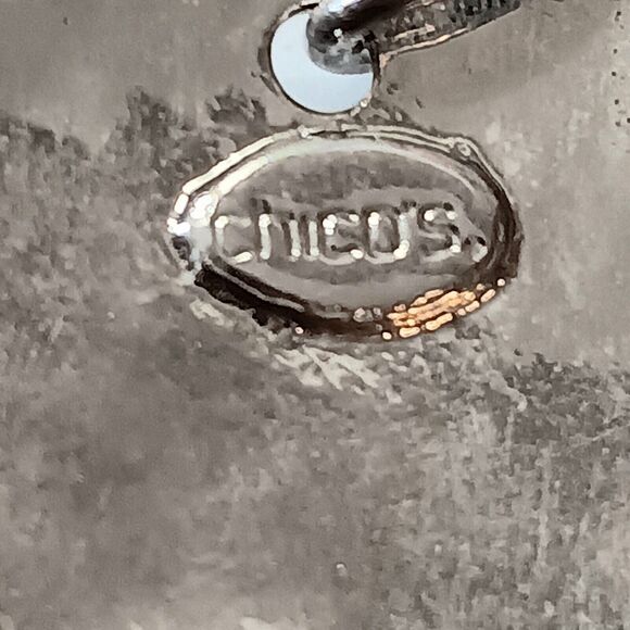 Chico's Silver Chain Belt Silver Hammered Metal Oval Rectangle Shape Adjustable - Picture 6 of 8